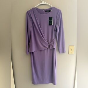 Ralph Lauren Str Matte Jersey-Fabiana Dress Women’s SZ 6 Purple New Long Sleeve